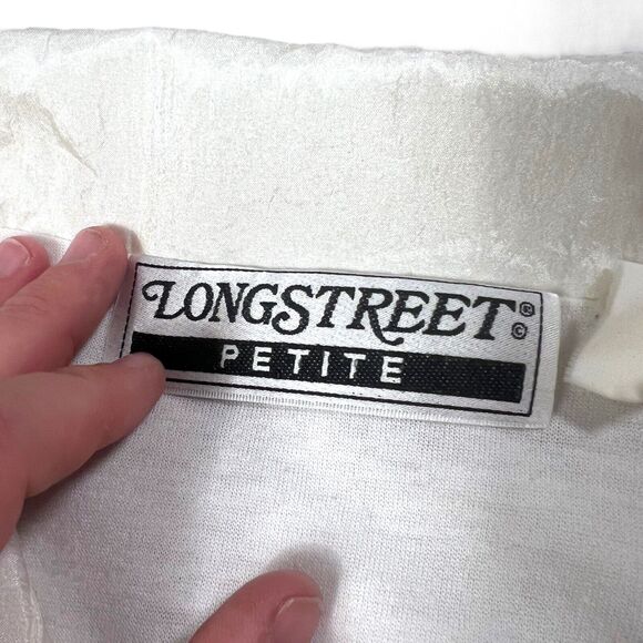 VINTAGE 90’s Windbreaker Track Jacket Longstreet White Petite Women’s Small - Picture 3 of 9